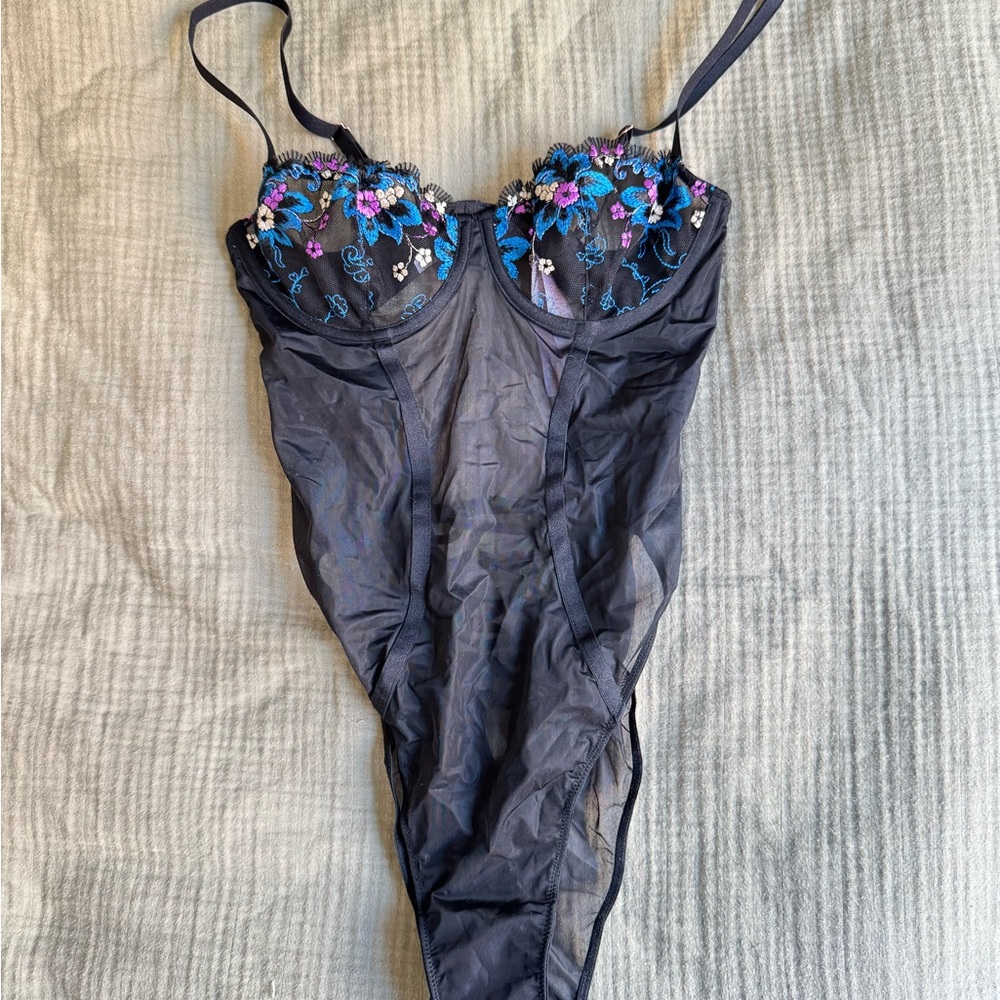 Floral Embroidered Sheer Bodysuit